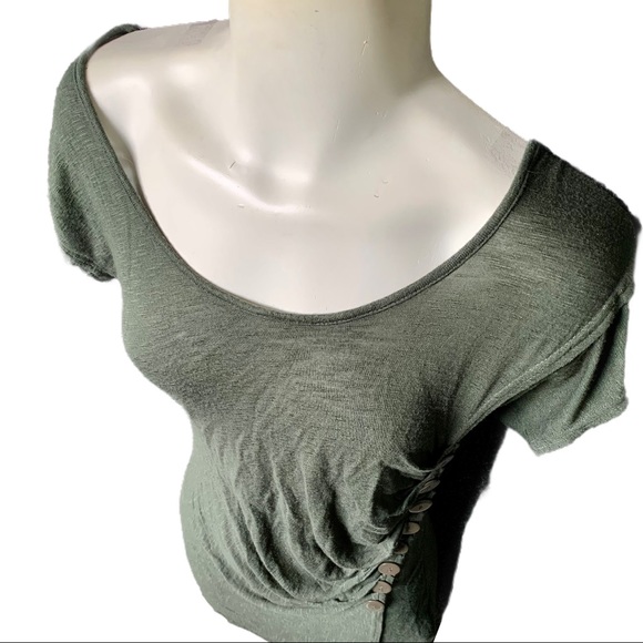 Le Chateau Green T Shirt with Button Detail sz XXS - Picture 5 of 7
